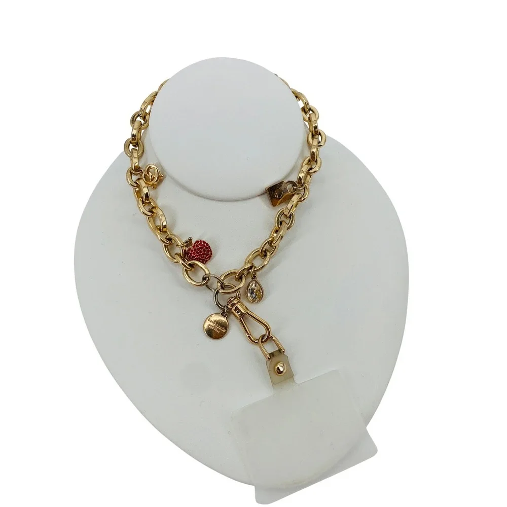 Kate Spade Phone Wristlet Womens OS Gold Apple Charm Chain Strap